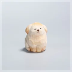 Figurines d'Animaux En Bois - Petit Chien Assis