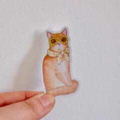 Sticker Pailleté Chat Soleil