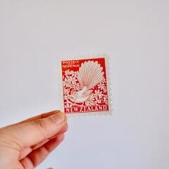 Stickers à l'unité  - Timbre Oiseaux Rouge